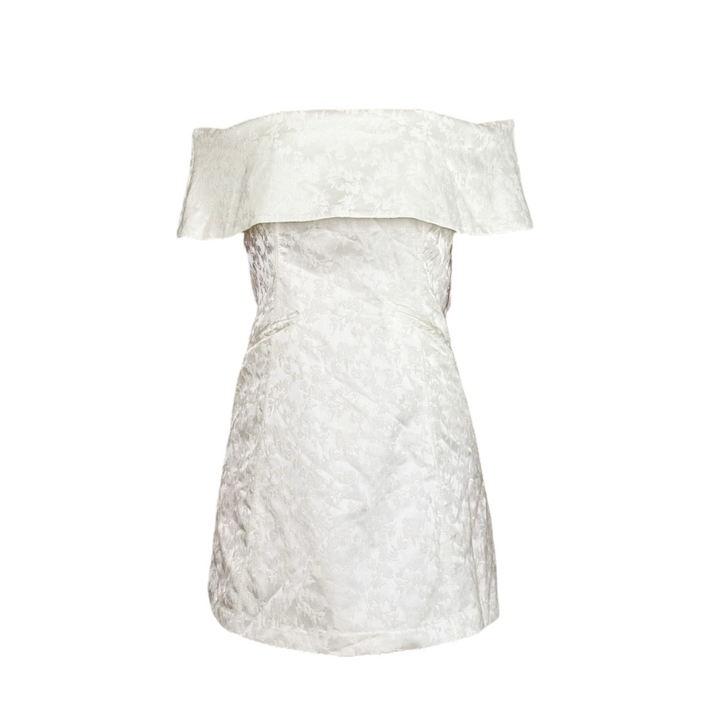 BHLDN Ingrid Stretch Jacquard Off-The Shoulder Mini Dress, Ivory, Small NWT